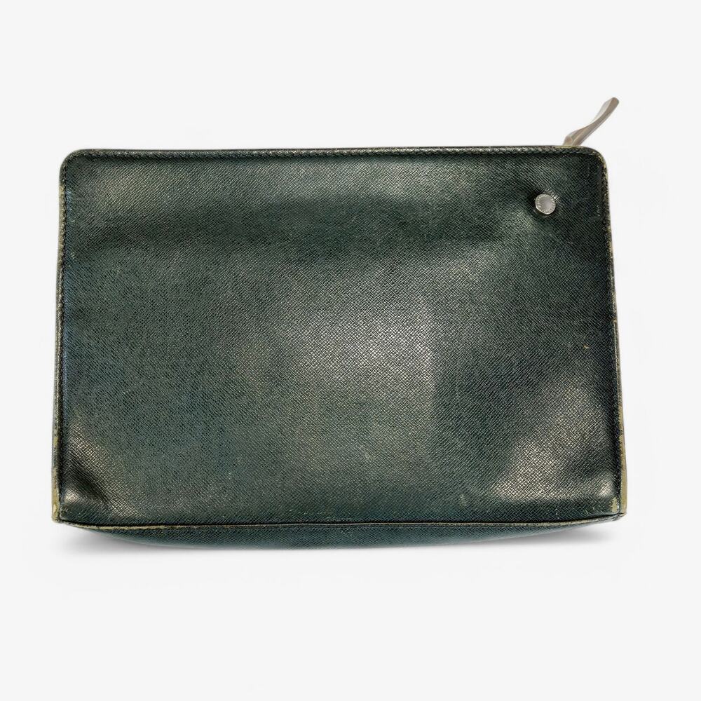 Burberry Vintage Leather Clutch Green Zip Top 10x7 Heritage Luxury - Picture 2 of 10